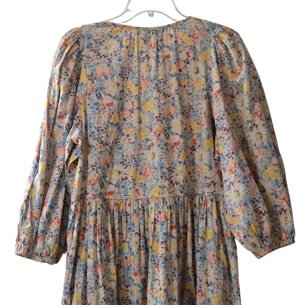 THE GREAT Floral Bonnet Midi Cotton Dress Spring Bloom Pockets Medium Like New